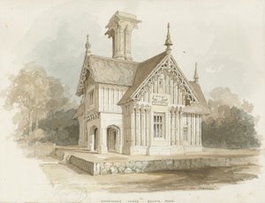 Blithfield - Lodge i Bagot Park: vandfarvemaling af Thomas Peploe Wood