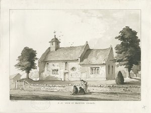 Blurton Church: sepia tegning af Thomas Peploe Wood