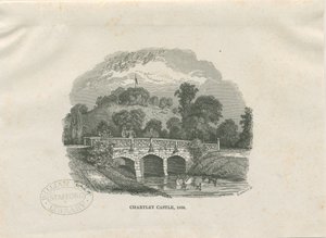 Chartley Castle [Hall]: træsnitsgravering (vignetteret) af Thomas Peploe Wood