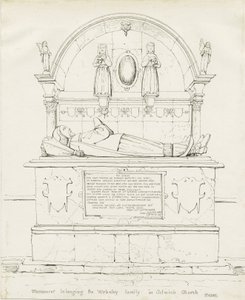 Colwich - Tomb of Robert Wolseley: pen- og blæktegning af Thomas Peploe Wood