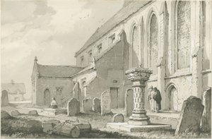 Colwich Church: sepia tegning af Thomas Peploe Wood