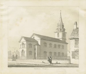 Darlaston Church: sepia drawing, 1836dani af Thomas Peploe Wood