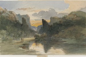 Dovedale - landskab: akvarelmaleri, nd [?1800-tallet] af Thomas Peploe Wood