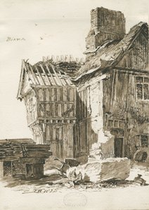 Eccleshall - Biana Hall: sepia pentegning, 1835 af Thomas Peploe Wood