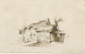 Fradswell - Cottage on Heath: blyant- og vasketegning af Thomas Peploe Wood