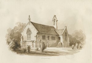 Great Haywood Chapel: sepia vask tegning, 1840