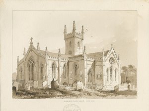 Handsworth Church: sepia tegning af Thomas Peploe Wood