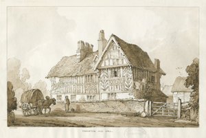 Haughton - Old Hall: sepia tegning, 1838 af Thomas Peploe Wood