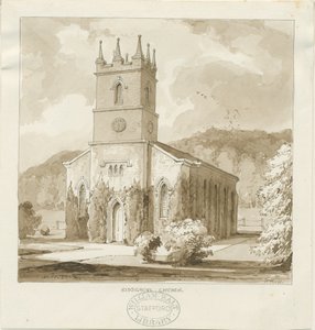 Kidsgrove Church: sepia tegning af Thomas Peploe Wood