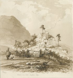 Kinver Edge: sepia tegning, 1837