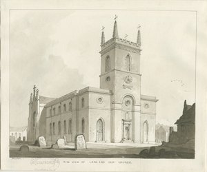 Lane End Church (Longton): sepia tegning af Thomas Peploe Wood