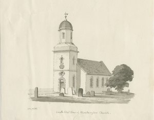 Marchington Church: sepia wash drawing, 1836dani