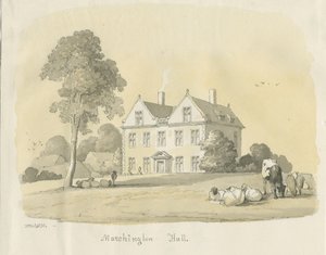 Marchington Hall: vandfarve og blækmaleri, 1836 af Thomas Peploe Wood