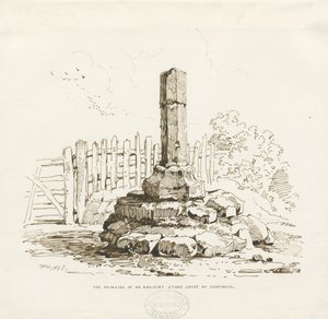 Moreton - Stone Cross remains at Chatwell: pen drawing, 1838dani af Thomas Peploe Wood