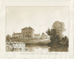 Norbury Manor: sepia vask tegning, 1838 af Thomas Peploe Wood