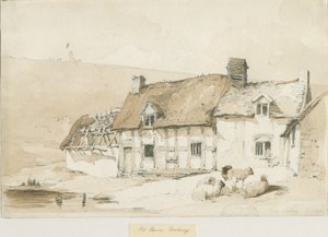 Norbury Village - Old Houses: sepia vask tegning