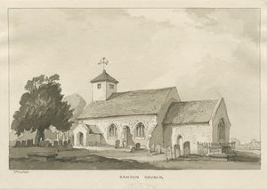 Ranton Church: sepia tegning af Thomas Peploe Wood