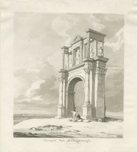 Shugborough - Triumfbue: sepia-tegning, 1836 af Thomas Peploe Wood