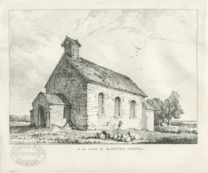 Stafford - Marston Chapel: pen- og blæktegning af Thomas Peploe Wood