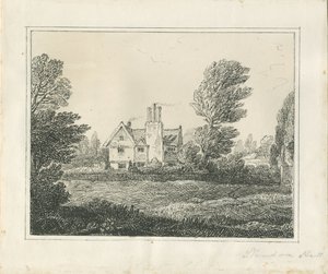 Standon Hall: pen- og blæktegning og [midten af det 19. århundrede] (tegning) af Thomas Peploe Wood
