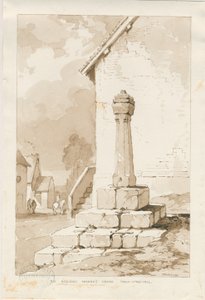 Talke - Ancient Market Cross: sepia-tegning af Thomas Peploe Wood