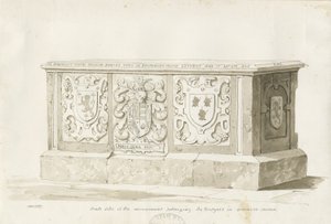Grav i Biddulph Church - William Bowyer: sepia tegning