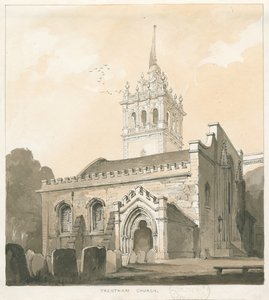 Trentham Church: sepia og gul vask tegning, nd [?1838]