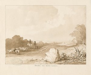 Trysull - "War Stone near Seisdon Common": pen og sepia vask tegning, 1837 af Thomas Peploe Wood