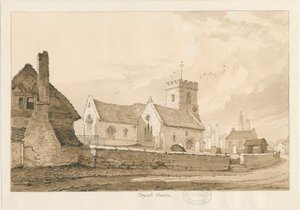 Trysull Kirke: pen og sepia tegning af Thomas Peploe Wood