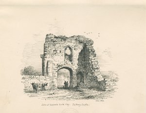 Tutbury Castle - John of Gaunt "s Gateway: pen and ink drawing, 1839dani