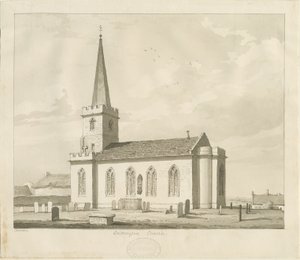 Whittington Church: sepia tegning af Thomas Peploe Wood