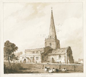 Wolstanton Church: gravering, og [?19. århundrede] af Thomas Peploe Wood