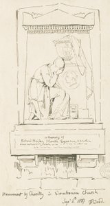 Wombourne Church - Monument til Richard Bailey Marsh: pen og sepia tegning, 2. september 1837 (tegning) af Thomas Peploe Wood