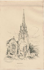 Wombourne Church: zinkograf og [midten af det 19. århundrede] (tegning) af Thomas Peploe Wood