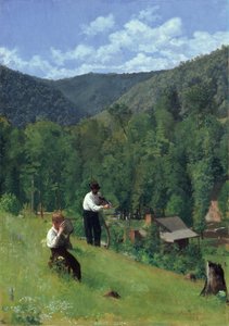 Bonden og hans søn ved høst, 1879 af Thomas Pollock Anschutz