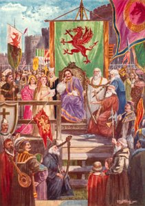Rhys ap Gruffydd præsiderer ved den første Eisteddfod, Cardigan Castle, Wales af Thomas Prytherch