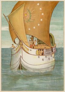 Perseus og hans brud sejler til Seriphos (farve litho)