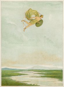 Perseus flyver for at dræbe Gorgonen (farve litho)