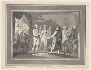Kaptajn Bowling introduceret til Narcissa, 12. maj 1800., 12. maj 1800. Skabere: Thomas Rowlandson, Joseph Constantine Stadler.