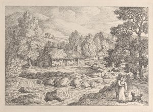 Et vandfald i Cornwall, fra »Views in Cornwall« af Thomas Rowlandson
