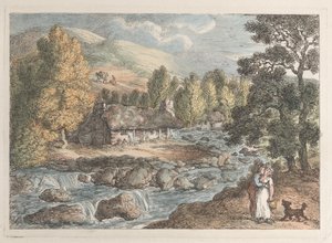 Et kornisk vandfald, fra udsigter i Cornwall, 1812., 1812. af Thomas Rowlandson