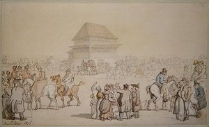 Et overfyldt løbsmøde af Thomas Rowlandson
