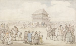 A Crowded Race Meeting, ca. 1805-10 (pen og blæk og w/c på papir) af Thomas Rowlandson