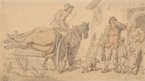 En død Hest på en Knackervogn af Thomas Rowlandson