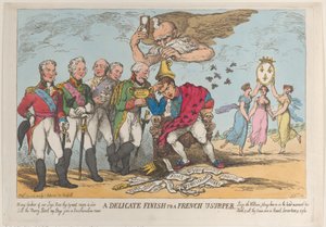 En delikat finish til en fransk usurpator, 20. april 1814., 20. april 1814. af Thomas Rowlandson