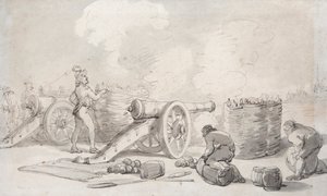 En fransk artilleridivision i aktion (akvarel) af Thomas Rowlandson