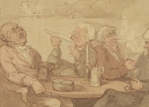 A Gentlemans Club (blæk & wc på papir) af Thomas Rowlandson