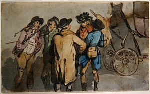 En gruppe af figurer (akvarel på papir) af Thomas Rowlandson