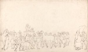 En hesteauktion hos Hopkins’ Repository (Et overblik) af Thomas Rowlandson