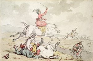 En jagthændelse (pen & blæk og akvarel på papir) af Thomas Rowlandson